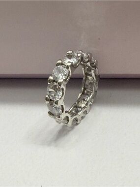 Suzy Levian 925 Sterling Silver Eternity Band Ring Round Cubic Zirconia Prong